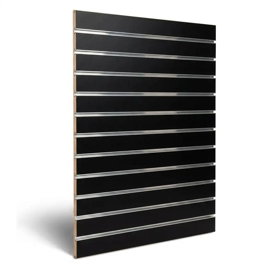 MDF ACANALADO NEGRO BRILLANTE C/PERFIL 1.22x2.44x18mm