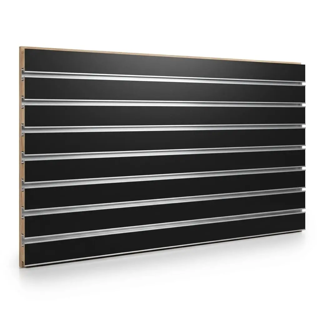 MDF ACANALADO NEGRO BRILLANTE C/PERFIL 1.22x2.44x18mm
