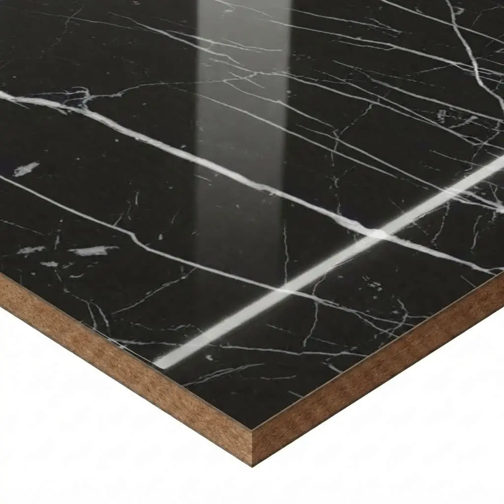 MDF AGT MEL ALTO BRILLO TOROS BLACK MARBLE (6019)1.22x2.80x18mm