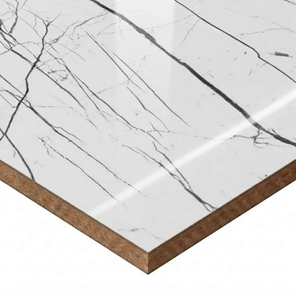 MDF AGT MEL ALTO BRILLO TOROS WHITE MARBLE (6018)1.22X2.80X18MM 	