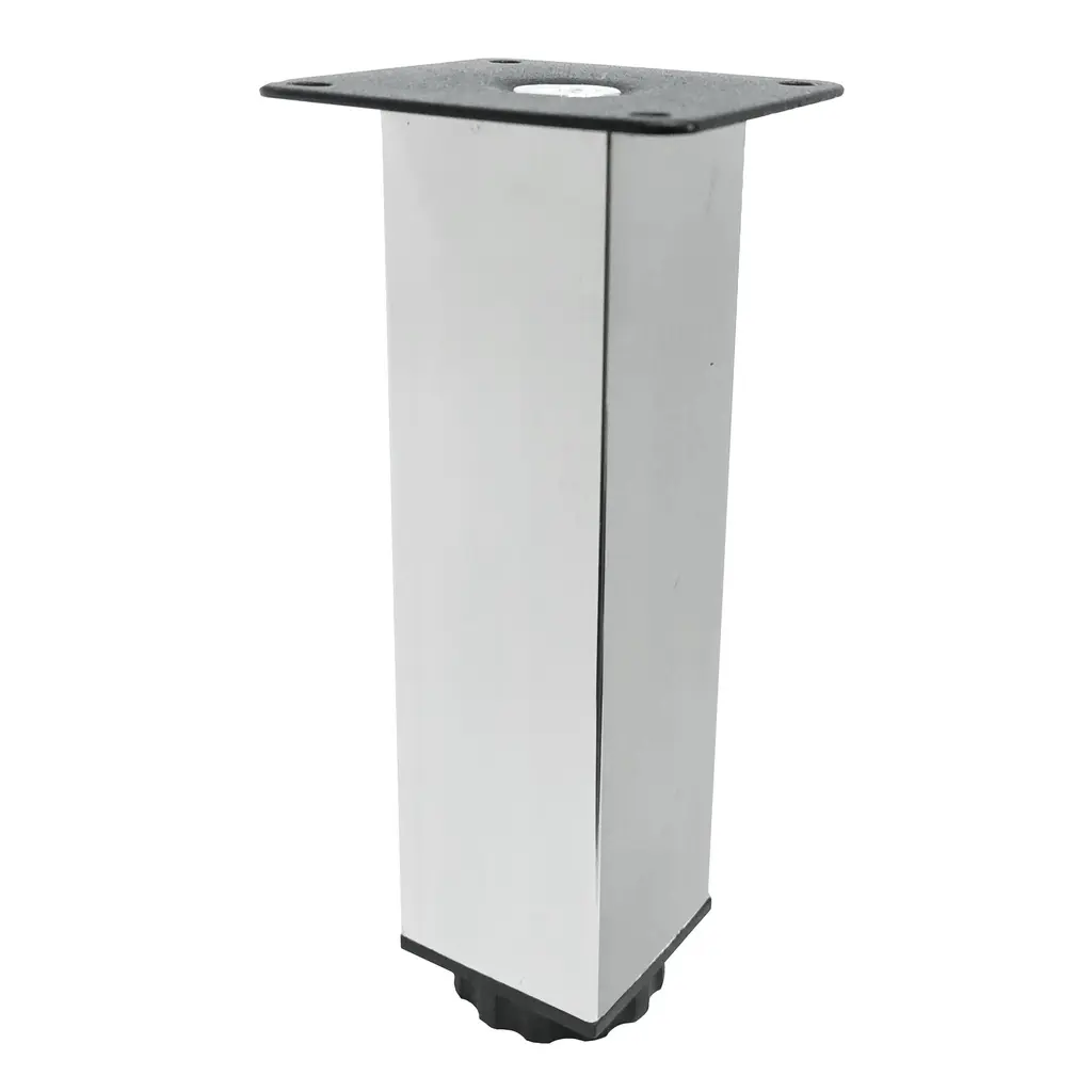 PATA BARI PARA MUEBLE DE ACERO CROMADO CUADRADA 15CM