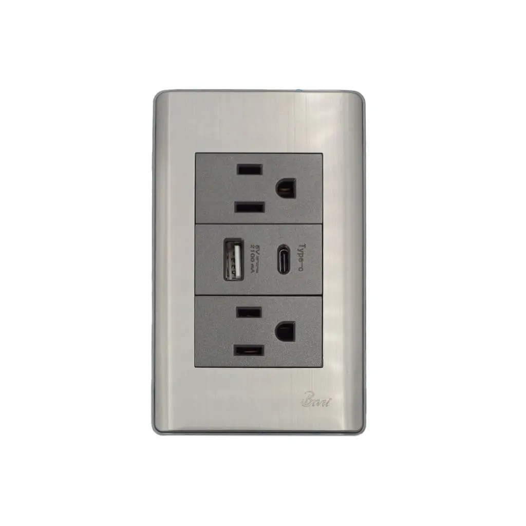 TOMACORRIENTE BARI DOBLE USB S/METALLO