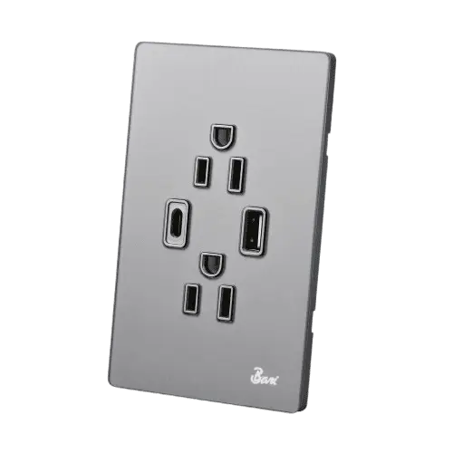 TOMACORRIENTE BARI DOBLE USB SERIE CENERE		
