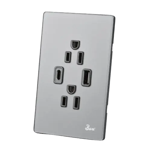 TOMACORRIENTE BARI DOBLE USB SERIE GRIGIO		
