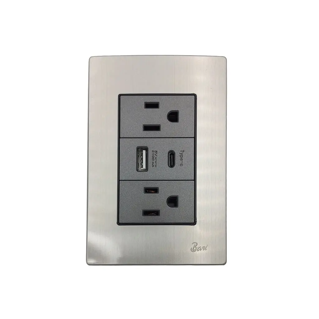 TOMACORRIENTE BARI USB S/INOX
