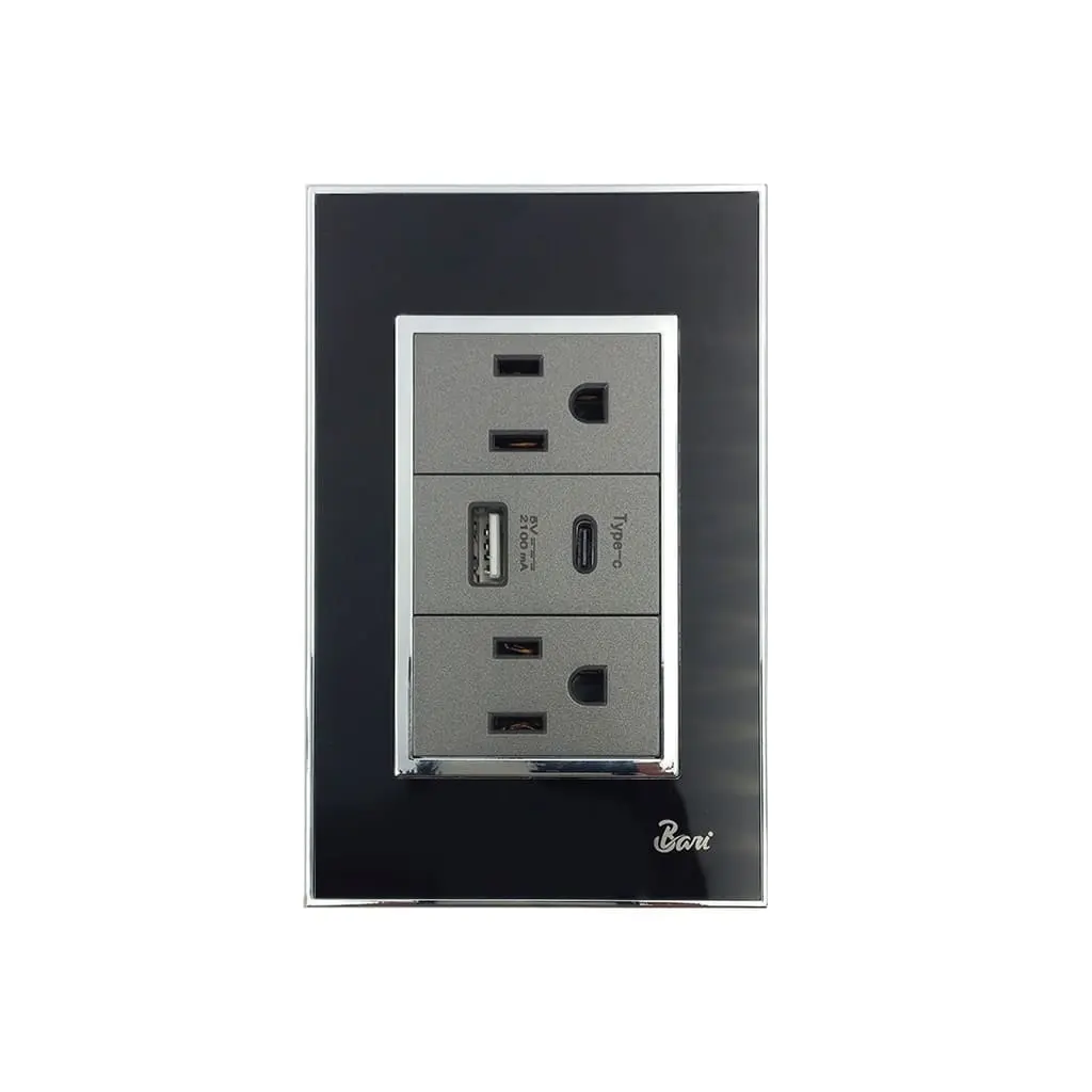 TOMACORRIENTE BARI USB TIPO C S/NEGRO