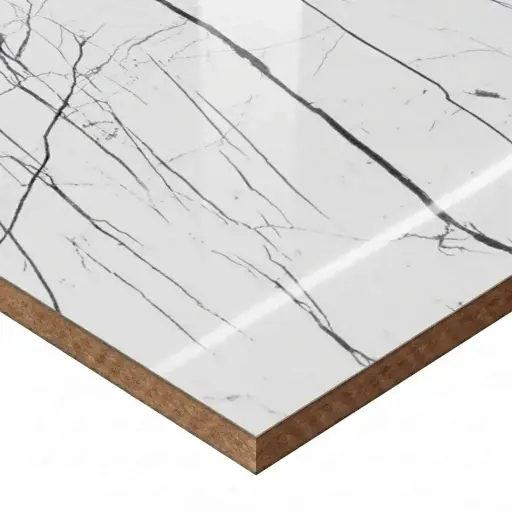 [1000007169] MDF AGT MEL ALTO BRILLO TOROS WHITE MARBLE (6018)1.22x2.80x18mm