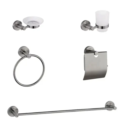 [2000066580] SET QM ACCESORIOS D BAÑO 6 PIEZAS GUN GREY		