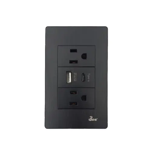 [2000060954] TOMACORRIENTE BARI DOBLE USB S/BUIO