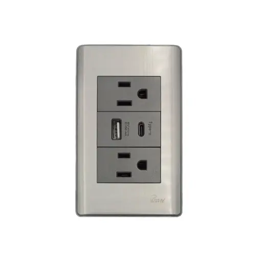 [2000060942] TOMACORRIENTE BARI DOBLE USB S/METALLO