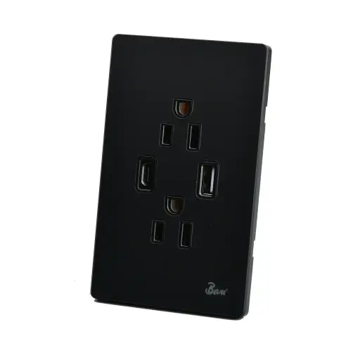 [2000065534] TOMACORRIENTE BARI DOBLE USB SERIE SPENTO		