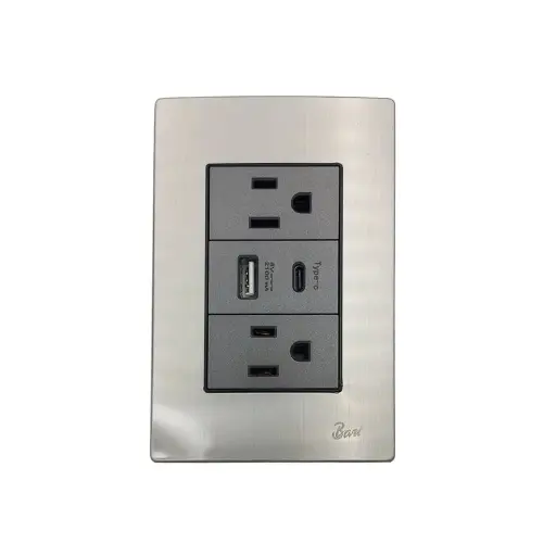 [2000060924] TOMACORRIENTE BARI USB S/INOX