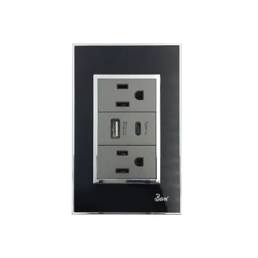 [2000060930] TOMACORRIENTE BARI USB TIPO C S/NEGRO
